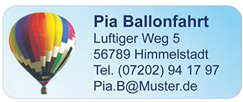 Adress-Etiketten - Adress-Aufkleber Ballon mit Ihrem Wunschtext, 160 Stück, ca. 56 x 23 mm, für 1 bis 5 Zeilen Text