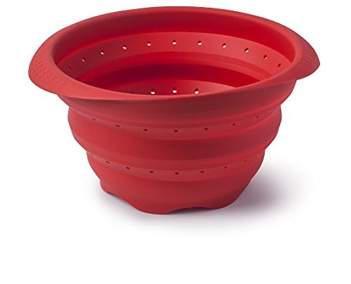 Zeal Scolapasta Pieghevole Antiaderente AntiGraffio, Silicone, Rosso, 22 cm