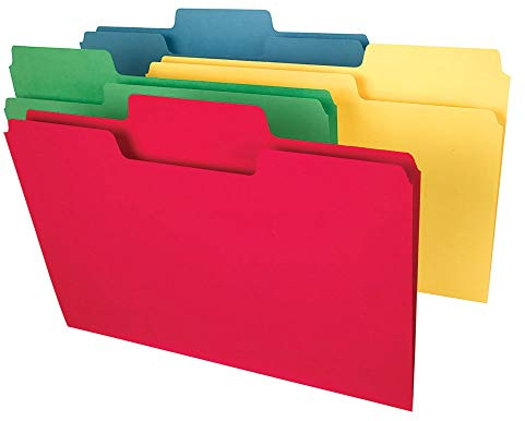 Smead SuperTab Heavyweight File Folder, Oversized 1/3-Cut Tab, Legal Size, Assorted Primary Colors, 50 Per Box (15410)