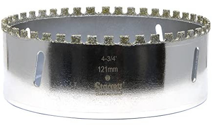 Starrett Diamond Grit Hole Saw - D0434 Ceramic and Tile Drill Cutter - For Brick Glass Marble Slate Stone Porcelain - 121mm (4.3/4 inch)