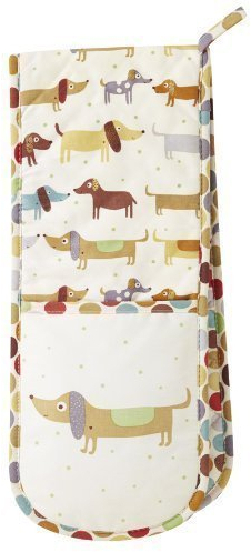SPOTTED SAUSAGE DOG DACHSHUND COTTON KITCHEN DOUBLE OVEN GLOVE