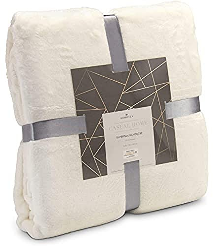 Römer Wellness Superflauschdecke Beige – 150 x 200 cm, 320 g/m², weich, flauschig, antistatisch, ganzjährig als Wohndecke…