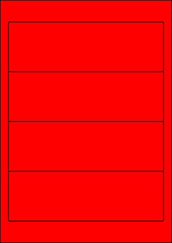 MADE IN GERMANY 20 Etiketten selbstklebend farbig LEUCHTROT 61 x 190 mm Rückenetiketten für breite Ordner auf Bogen A4 (5 Bögen x 4 Etik.) CS Label – Universaletiketten zum Beschriften und Bedrucken