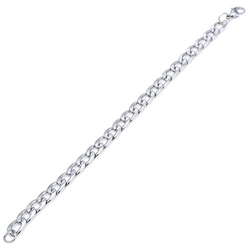 DonDon Herren Panzerketten Armband Edelstahl Silber Verschiedene Stärken