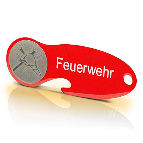 Einkaufswagenlöser Feuerwehr F2 / Schlüsselanhänger Einkaufschip mit Schlüsselfundservice/Abziehbarer Einkaufswagenchip Metall, Chip Einkaufswagen, Key Finder / 1 Stück