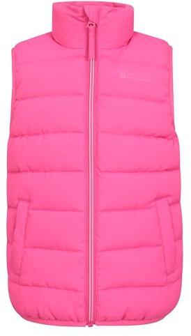 Mountain Warehouse Rocko Kids Padded Gilet - Water Resistant Coat with Microfibre Padding & Front Pockets, Boys & Girls - Autumn, Winter & Outdoors Pink Kids Size 5-6 Years