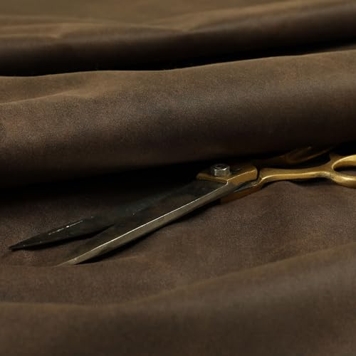 Soft Durable Faux Suede Feel Leather Upholstery Fabric, Brown | By The Metre, Faux Suede