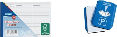 3x Fahrtenbuch / DIN A6 / 40 Blatt + Parkscheibe mit integrierten Eiskratzer