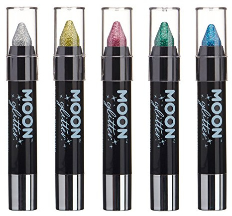 Holographic Festival Glitter Paint Stick / Body Crayon makeup for the Face & Body by Moon Glitter - 3.5g (Set of 5)