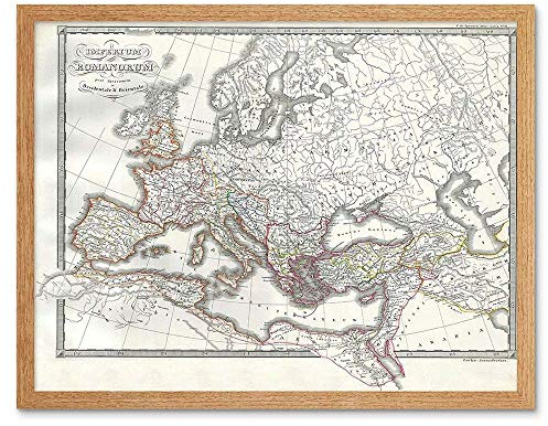 Wee Blue Coo 1850 Map Roman Empire Divided East West Ancient Rome Art Print Framed Poster Wall Decor Kunstdruck Poster Wand-Dekor-12X16 Zoll