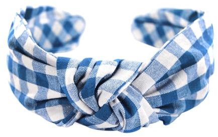 axy Vintage Look Kariert Haarreif - Wunderschön Haarreifen Damen Stirnband Haarschmuck HR34K (Blau-Weiss Kariert)
