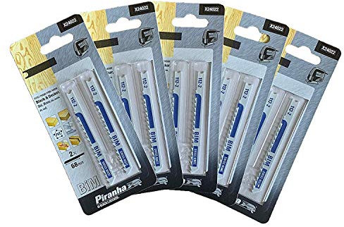 10 Piranha X24022 Bi-Metal Jigsaw Blades. Made in Switzerland (5 Packs of 2)