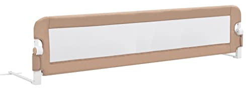 vidaXL Bettschutzgitter Bettgitter Kinderbettgitter Babybettgitter Rausfallschutz Kinder Baby Kleinkind Gitter Kinderbett Taupe 180x42cm Polyester