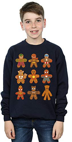 Marvel Boys Avengers Christmas Gingerbread Sweatshirt Navy Blue 7-8 Years
