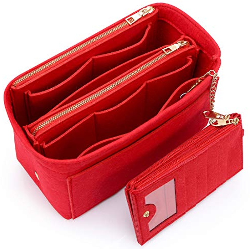 HyFanStr Feltro Organizer da Borsa Donna con Porta Carte Credito, Borsa di pannolini, Organizzatore Interno Purse Rosso Grande