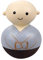 BESPORTBLE Stehaufmännchen Holz Mönch Figuren Kinder Baby Spielzeug Zuhause Büro Desktop Dekoration Weihnachten Festival Geburtstag Geschenk Grau Geöffnete Augen