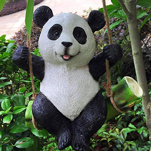 qazwsx Gartenfiguren Dekoration Statue Kreative Simulation Tier Outdoor Patio Garten Cartoon Panda Tierskulptur Handwerk