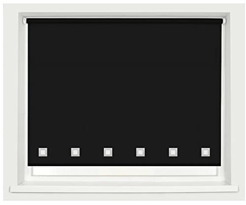 100% Polyester Square Eyelet Trimmable Daylight Roller Blinds (180cm Wide x 165cm Drop, Black)