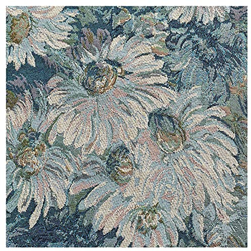 Blau Jacquard Polsterstoff Dekostoff 150cm Breite Blumenmuster Polyestermaterial zum Nähen DIY Basteln, Taschen, Kissen, Kostüm, Kleidung, Wohnkultur(Size:2m)