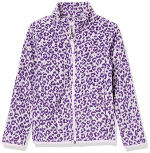 Amazon Essentials Giacca con Collo a Lupetto con Cerniera Integrale in Pile Bambine e Ragazze, Grigio Chiaro Puntinato Porpora Leopardata, 2 Anni
