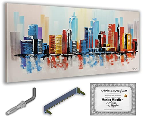 Monica Mirafiori I 100% HANDGEMALT I Gemälde New York I 140x70cm | Gemälde Handgemalt | Acrylgemälde | Sehr Großes Acrylbild I Moderne Kunst I Kunstbilder