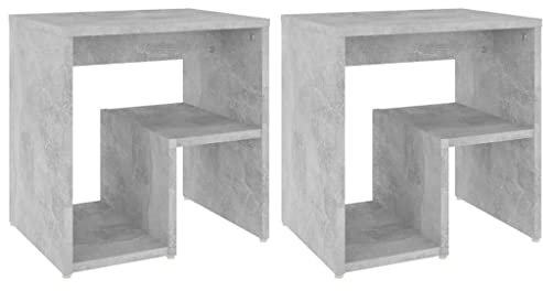 vidaXL Tables de Chevet 2 pcs, Armoires de Nuit avec Étagère, Armoires de Lit, Meubles de Rangement Chambre, Moderne, Gris Béton Bois d'Ingénierie