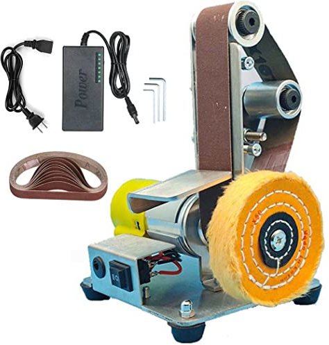 Mini Electric Belt Sander, Polishing Grinding Sanding Machine, DIY Bench Sanding Machine, 7 Adjustable Speed Mini Belt Sander, Vertical Belt Sander for DIY Woodworking, Metal, Knife Making