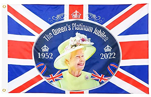SHATCHI PJ1020 Poster, 150 cm x 91 cm, Queens Platinum Jubiläum Banner mit Union Jack-Flagge