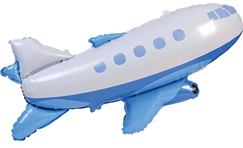 XL Folienballon * FLUGZEUG * als Deko für Kindergeburtstag und Planes-Party | 92x48cm | für Luft und Helium | Flieger Kinder Geburtstag Ballon Dekoration Folienballons