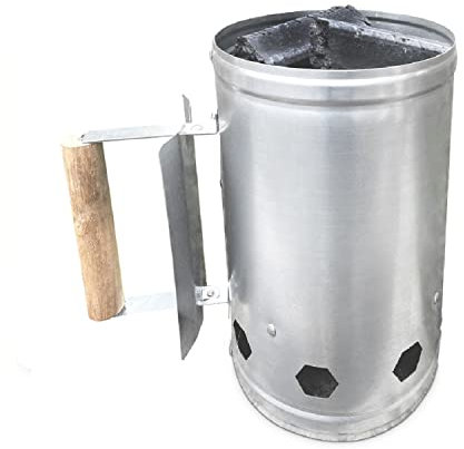 Blaupunkt GCA01 Grillkohleanzünder für Kohle und Briketts Anzündkamin Holzgriff mit Hitzeschild 16cm Durchmesser