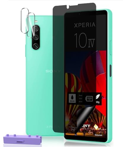 AnnhanT Schutzfolie für Sony Xperia 10 IV Sichtschut Weich TPU Folie 1 Stück + für Sony Xperia 10 IV Panzer Schutz Glas Kameraschutz 2 Stück - Anti-Spy Displayschutz für Sony Xperia 10 IV