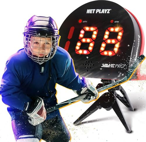 NetPlayz Hockey Radar Gifts Trainingshilfen – Geschwindigkeitssensor, freihändige Radarpistolen | Eishockey Feldhockey Street Roller Hockey, High-Tech-Gadget & Ausrüstung, Schwarz (NIS022132044)