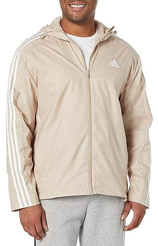adidas Veste coupe-vent Essentials 3 bandes pour homme, Wonder Beige, XS