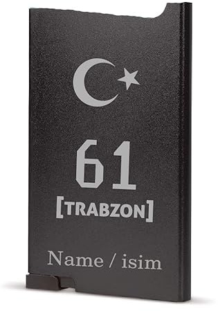 aina Trabzon Kreditkartenetui mit Namen aus Aluminium Personalisiert Portmonee