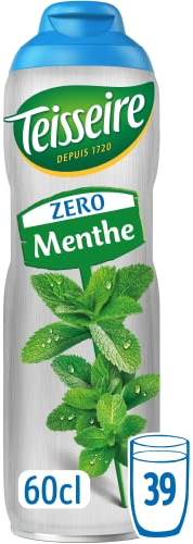 Teisseire Zero Zuccheri, Sciroppo di Menta Verde per Bevanda Rinfrescante, Cocktail, Bottiglia da 60cl