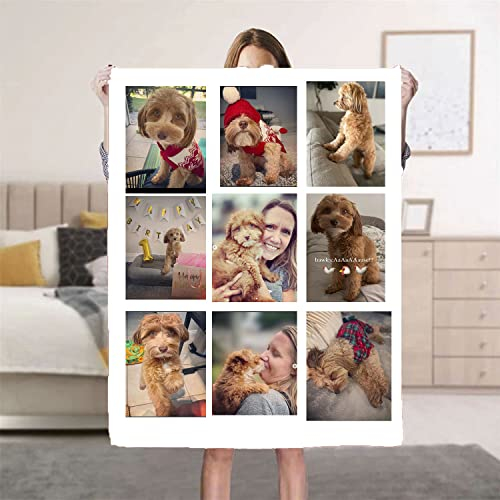 CEFONU Personalisierte Foto Decke mit eigenem Foto Personalisierte Geschenke für Geburtstage Jubiläum Weihnachten Halloween für Familienfreunde Kinder(9photoes, 100 * 130cm)