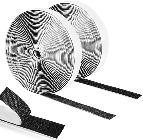 klettband selbstklebend extra stark 2cm*8M hakenförmiges selbstklebendes Pad-Magische-Tape (schwarz) Montagequadrate für Sofakissen, Teppiche, Matratzen, verschiedene Formen und Anwendungen.