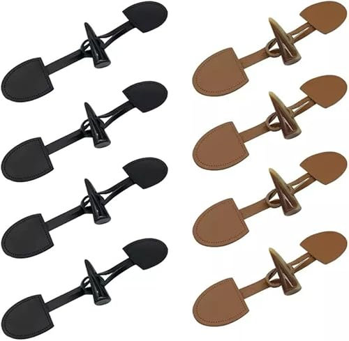 LATRAT 8 Stück Knebelverschluss Knebelknöpfe mit Verschluss DIY Dufflecoat Verschluss Schnalle Knöpfe DIY Handwerk Kleidung Nähen Dekoration Zubehör(Braun, Schwarz)