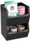 2 Set Open Front Small Stackable Storage Bins, Bamboo Stacking Storage Bins Snack Tea Bags Fruits Spices Countertop Storage, Rustic Organizer Box for Pantry, Kitchen, Office, Bedroom (Small Black)