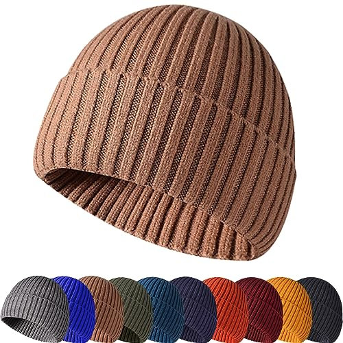 Baynetin Wintermütze Strickmütze, Weich, Warm, Stretch, Bequem, Atmungsaktiv Beanie Mütze Roll up Edge Cuffed Plain Schädeldecke Fisherman Hut Unisex (Kamel)