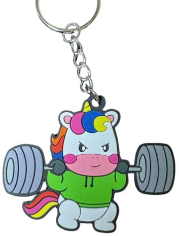 EMOM Fitness® IronUnicorn Schlüsselanhänger, 61 mm, Einhorn-Barbell Design, Hochwertiges Gummi, Robust - Ideal für Fitnessbegeisterte