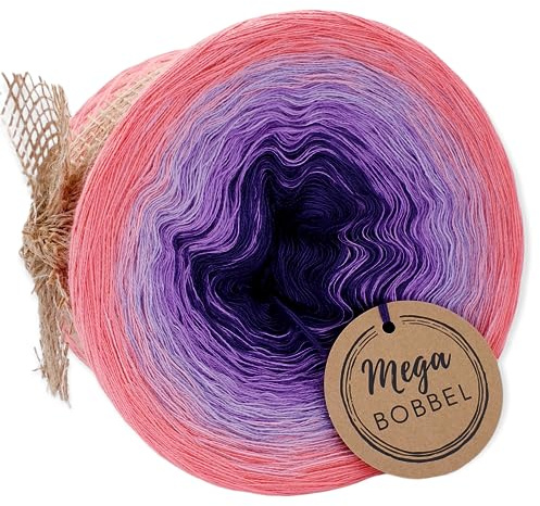 MegaBobbel*Wahre Liebe*A17*Farbverlaufsgarn - Lace Garn Bobbel Wolle zum Häkeln & Stricken (4fädig-ca.1000m / Außenfarbe: Coralle)