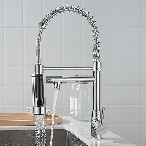 EGTink Wasserhahn Küche Küchenarmatur mit Brause 360° Schwenkbar Mischbatterie Spiralfeder Armatur Spültischarmatur Spiralfederarmatur, Galvanisiert