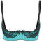 Fldy Women's Underwire Push Up Shelf Bra 1/4 Cup Demi Balconette Sheer Unlined Bralette Top Turquoise A XXL