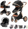 BEBBY 3-in-1 Kinderwagen KombiKinderwagen-Set 2-in-1 Buggy faltbar Luxus Hochlandschaft Neugeborenes Tragbarer Kinderwagen Zusammenklappbarer Kinderwagen Kinderwagen Travel System