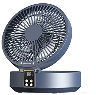 Lisher Ventilator zur Kühlung ohne Fernbedienung, mit LED-Licht, Wandventilator, faltbar, Blau
