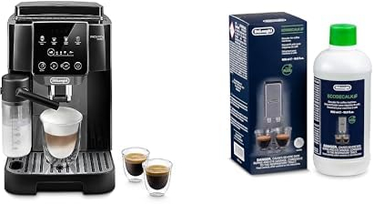 De'Longhi Magnifica Start ECAM222.60.BG, Kaffeevollautomat mit LatteCrema-Milchsystem für Automatischen Cappuccino, 4-Direktwahl-Tasten, Touchscreen, x2-Funktion, Schwarz/Grau mit DLSC 500 Entkalker