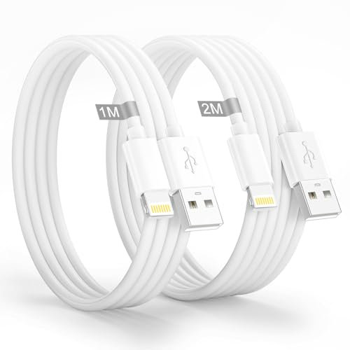 Apple MFi Certified iPhone Lightning Cable 1M+2M 2Pack - Fast Charging USB to Lightning Cable for iPhone 14/13/12/11 Pro Max/Mini/XS/XR/8/7/6/SE/iPad