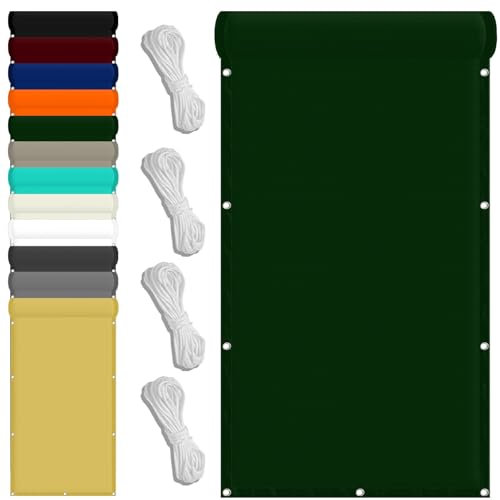 Sonnensegel mit Öse 100 x 200 cm Wetterschutz Wasserabweisend Sonnenschutz Strand Uv-Schutz-Polyestergewebe mit Seil Sonnenschutz für Garten Terrasse Und Balkon, Dunkelgrün
