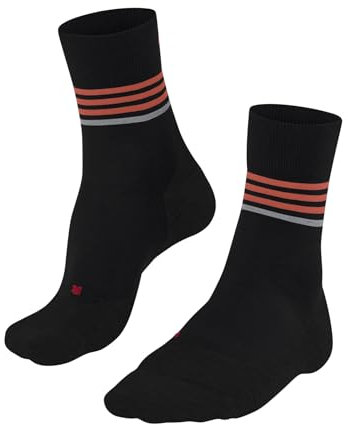 FALKE Women's RU4 Endurance W So Cotton Anti-Blister 1 Pair Running Socks, Black 3004 Stripe, 7-8